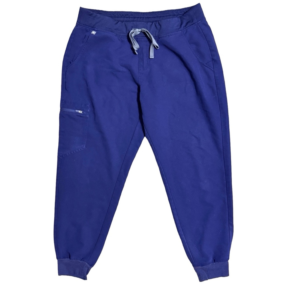 FIGS Women’s Zamora Mid Rise Navy Blue Jogger Scrub Pants, SZ Large Petite